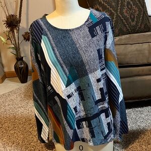 Christopher & Banks Abstract Pattern Long Sleeve Top
